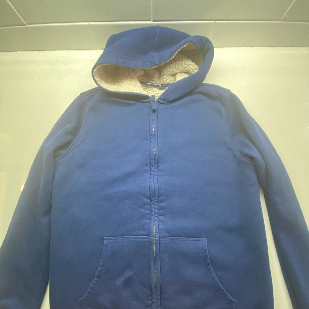 Lands' End Navy Sherpa-Lined Jacket